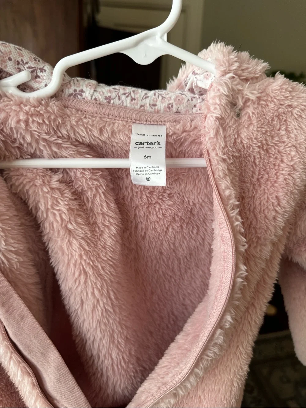 Carter's Soft Pink Fleece Baby Footed One-Piece